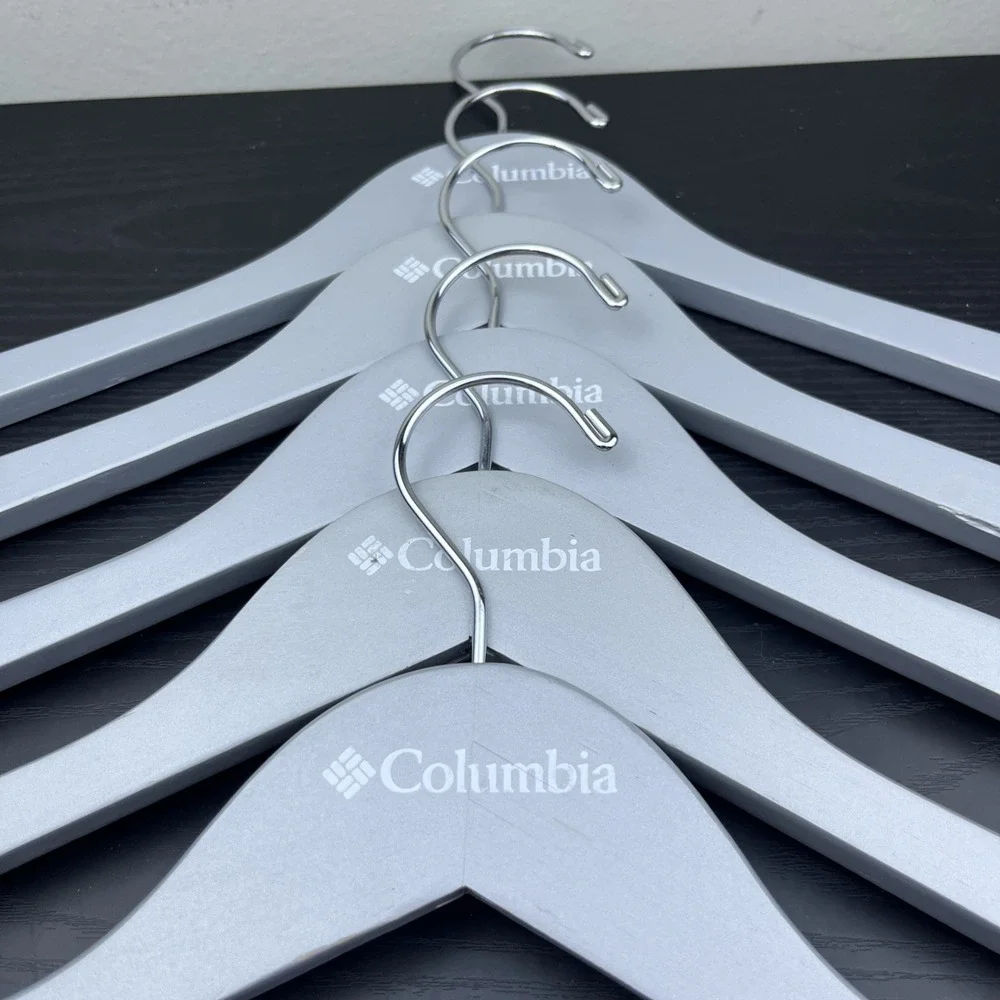 Columbia Sportswear Company Wooden Clothes Hangers Gray Set of 5